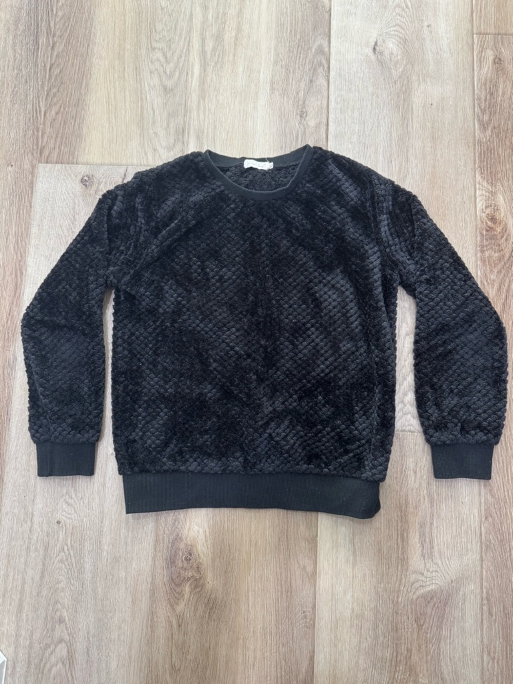 Kids's Black Plush Crewneck Sweater
